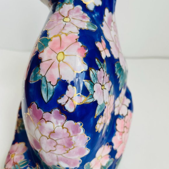 Vintage Hand Painted Porcelain Decorative Blue Sitting Cat Figurine 8” - Picture 9 of 12
